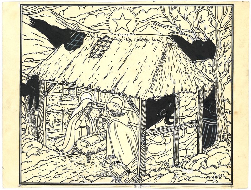 Evany, Dessin rédactionnelle pour le « Grand concours Tintin 1955 ». - Illustration originale