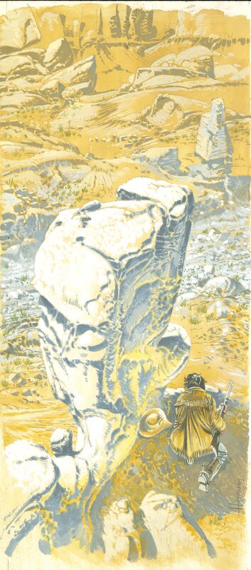 Hermann, Pierre Pelot, Dylan Stark - L'homme des monts déchirés - Journal de Tintin n°1095 p12 - Illustration originale - Illustration originale