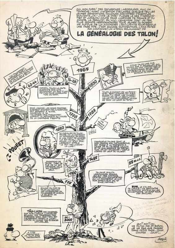 Greg, 1964 - Achille Talon : Il n'y a (Dieu merci) qu'un seul Achille Talon - La généalogie des Talon ! - - Comic Strip