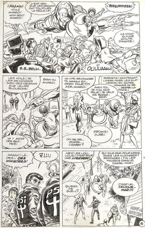 Jean-Yves Mitton, Mikros - Le Beau, la Belle et les Bêtes - Titans no 61 - planche originale n°6 - comic art - Planche originale