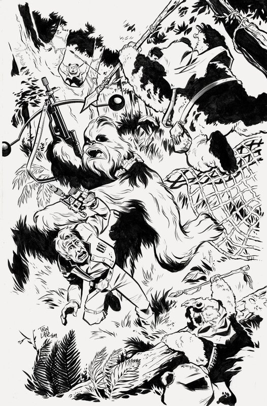 Star Wars Adventures - Han Solo, Chewbacca & Ewoks - unpublished project cover by Troy Little - Couverture originale