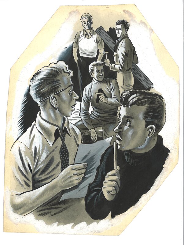 Raymond Reding, Janusz Meissner, Illustration rédactionnelle du journal Tintin pour un roman-feuilleton. - Illustration originale