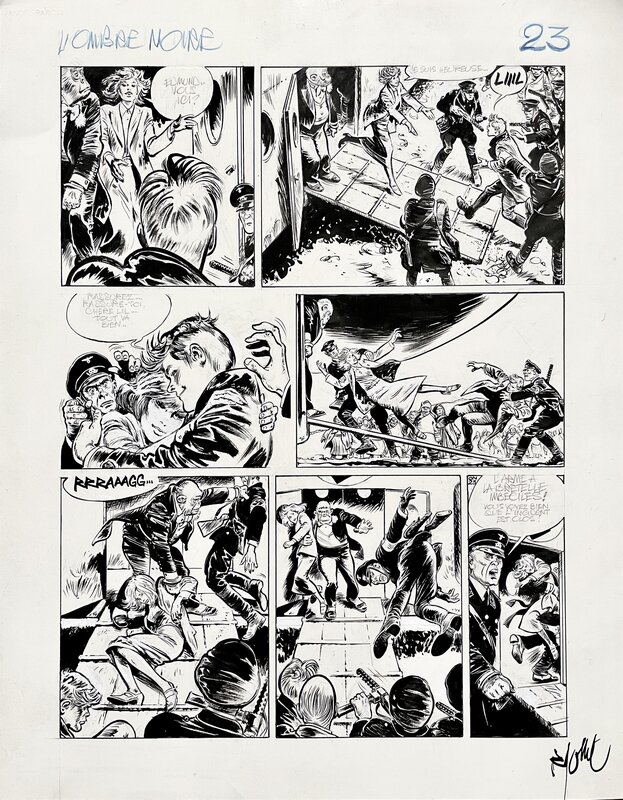 René Follet, Luce Daniels, Yves Urbain, John Flanders, Edmund Bell - L'Ombre Noire - Planche originale