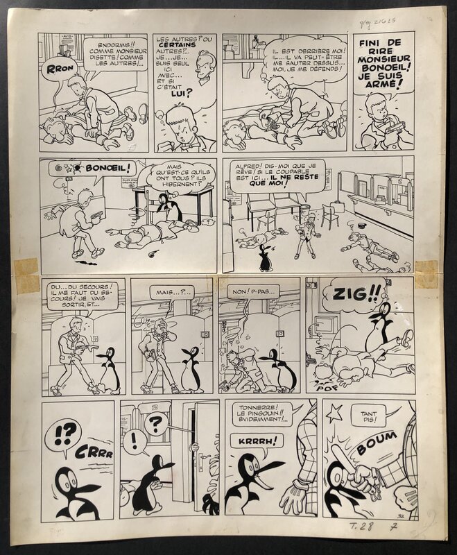 Greg, Alain Saint-Ogan, Zig et Puce - Planche Originale - Le voleur fantôme - Planche 32. - Planche originale