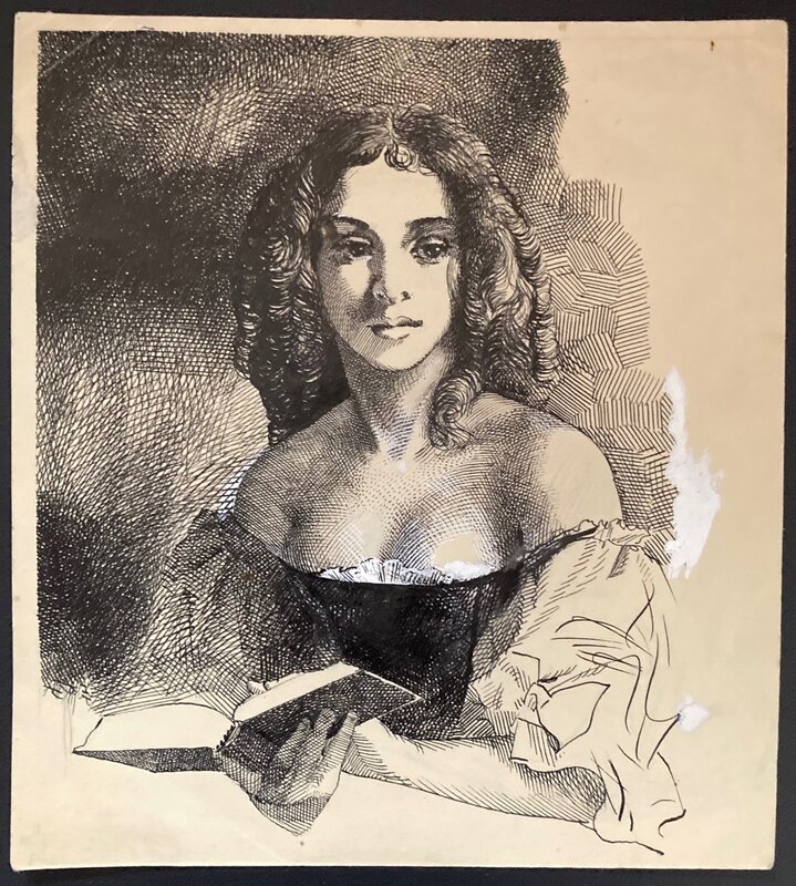 Karel Thole, Portrait de jeune fille qui lit - Illustration originale
