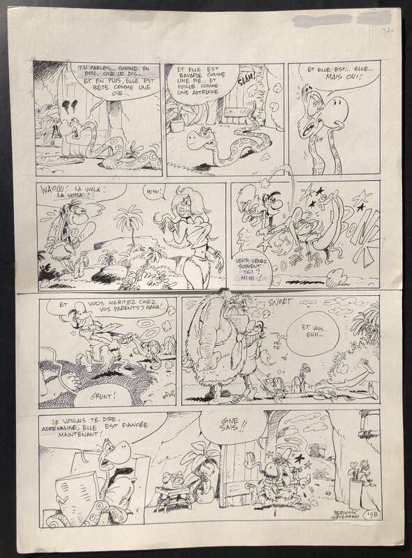 Philippe Bercovici, François Corteggiani, Boa et Silex - Planche originale (19B) d'un gag en deux planches. - Comic Strip