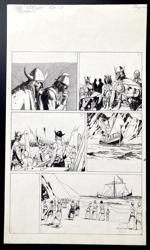 Los Vikingos par Arturo Del Castillo - Planche originale
