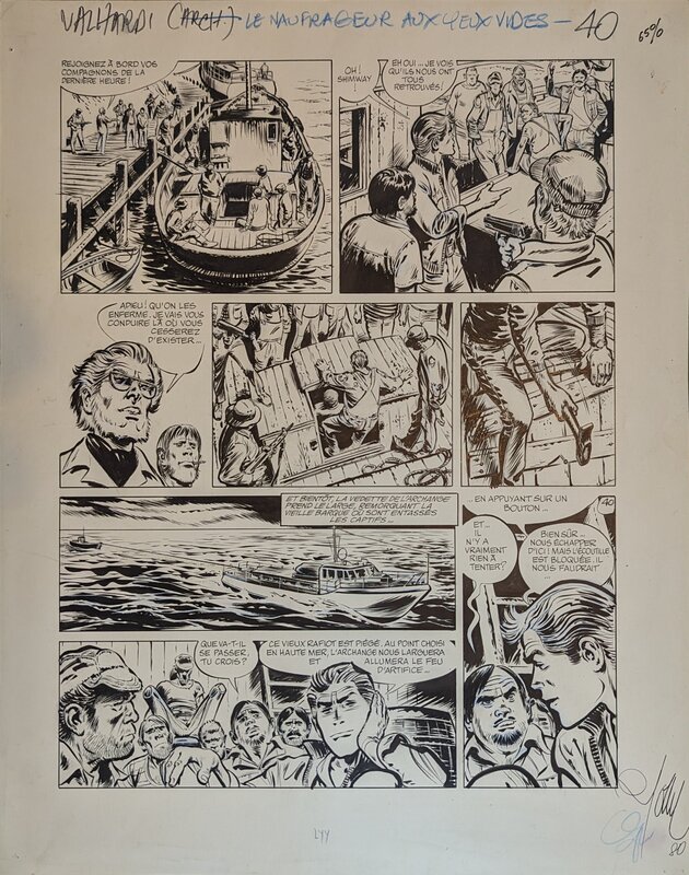 René Follet, André-Paul Duchâteau, Valhardi, Le naufrageur aux yeux vides, page 40 - Planche originale