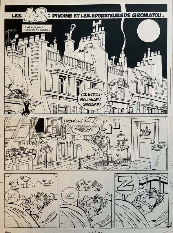 Greg, Les As . Sur les toits  de Paris - Planche originale