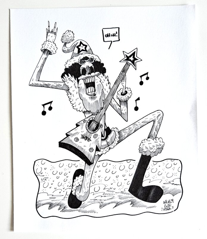 Dessin original de l'Inktober 2022 : Brook de One Piece par oTTami ! - Illustration originale
