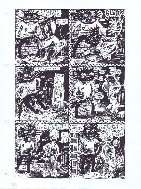 Dirty Plotte #5 page by Julie Doucet - Monkey and the Living Dead (Not Work Safe!) - Planche originale