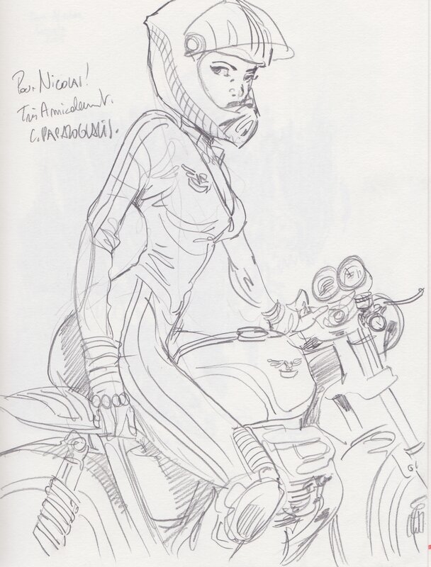 Une motard par Christian Papazoglakis - Dédicace