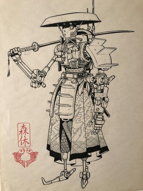 Yojimbot - Croquis by Sylvain Repos - Original Illustration