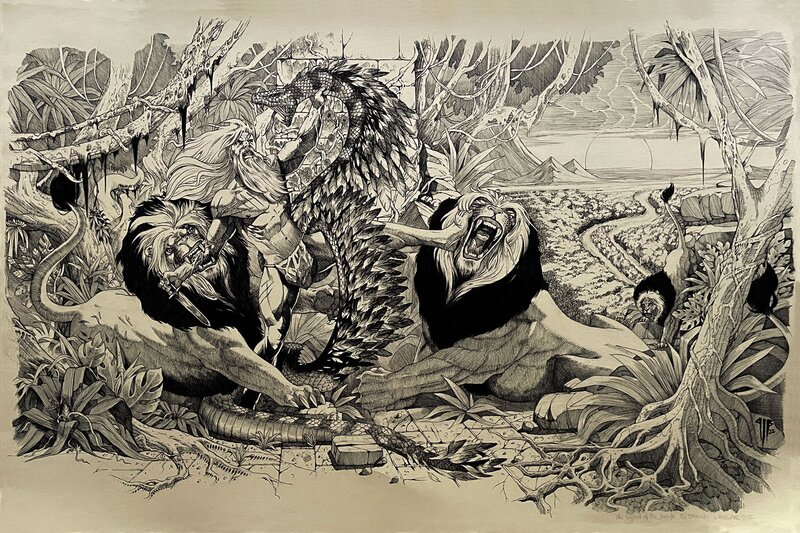 En vente - Philippe Bringel, La légende de la jungle - Illustration originale