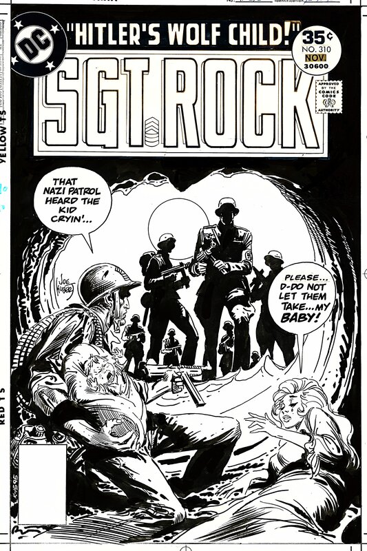 Joe Kubert, Sgt. Rock # 310 Cover ( 1977 ) - Planche originale