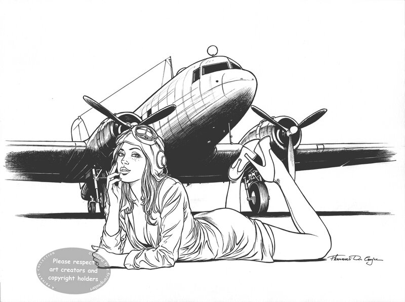 Betty (Betty & Dodge) with C-47 by Thomas Du Caju - Illustration originale