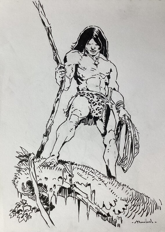 En vente - Tarzan encrage par Régis Moulun - Planche originale