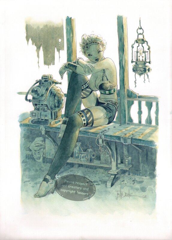 Jean-Baptiste Andréae, Manie Ganza at sunset Balustrade by Jean-Baptiste Andreae - Illustration originale