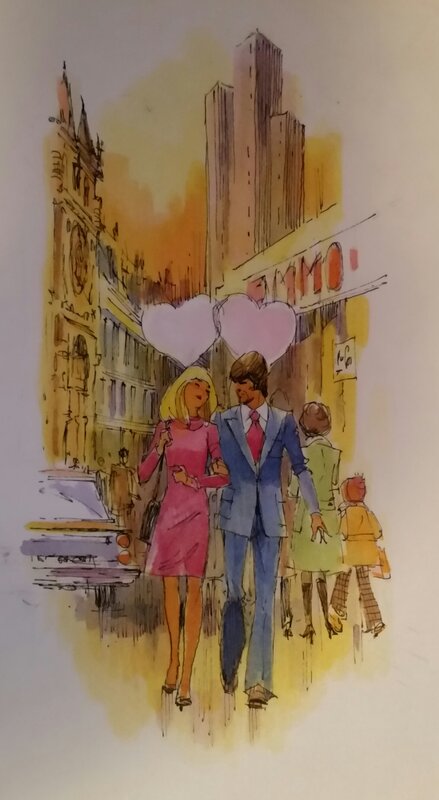 Deux Amoureux. by Jean Sidobre - Original Illustration