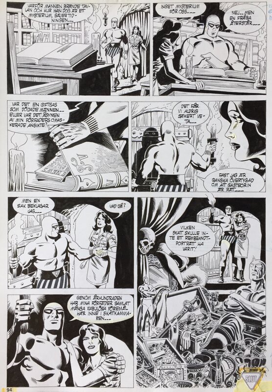 Jean-Yves Mitton, Donne Avenell, Sy Barry, Lee Falk, Mitton, Le Fantôme, Episode 6, Mort à Bruges, planche n°28 de fin, 1991. - Comic Strip