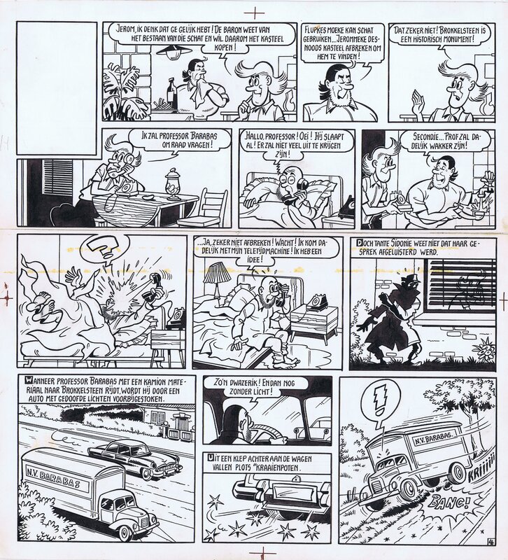 Willy Vandersteen, Jerom 1 Het geheim van Brokkelsteen - originele pagina - Comic Strip