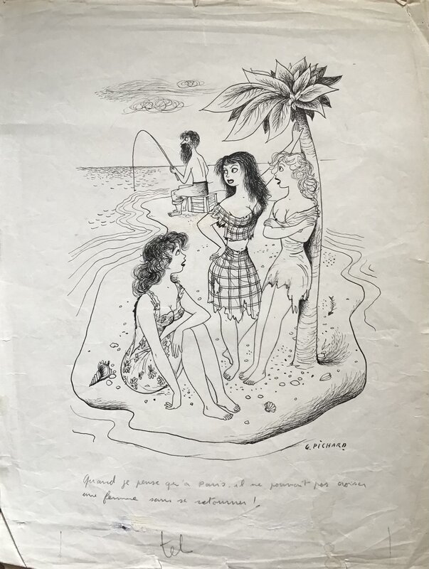 Les naufragés by Georges Pichard - Original Illustration