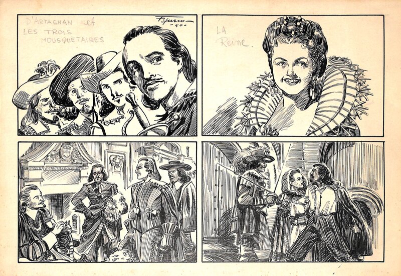 Fernando Fusco, D'artagnan et les trois mousquetaires. - Planche originale