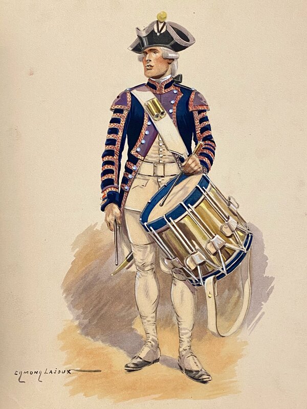 Edmond Lajoux, illustration originale,Tambour des guerres en dentelles ... - Illustration originale
