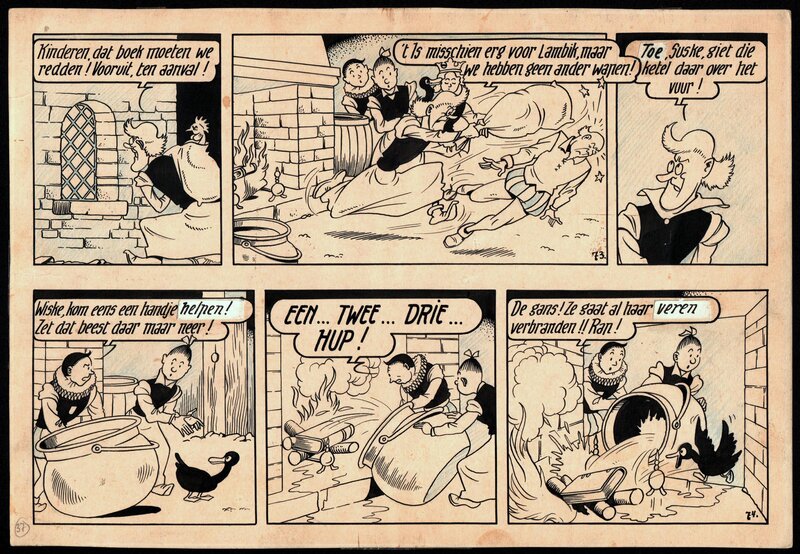 Willy Vandersteen, Bob et Bobette / Suske en Wiske 27 - Het Vliegende Hart - Planche originale