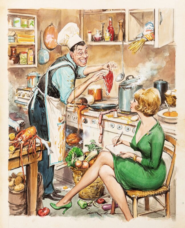 Walter Molino, La cuisine au beurre - Original Illustration