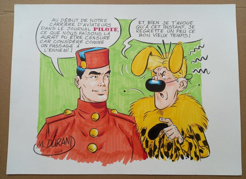 En vente - Matthieu Durand, Tanguy et Laverdure - Hommage à Spirou - Illustration originale