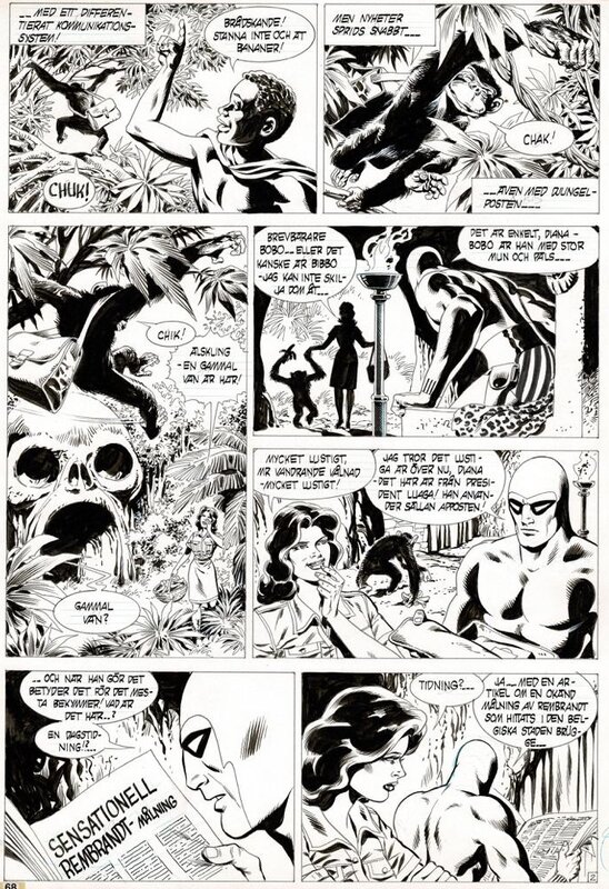En vente - Jean-Yves Mitton, Avenell Donne, Sy Barry, Lee Falk, Mitton, Le Fantôme, Episode 6, Mort à Bruges, planche n°2, 1991. - Planche originale