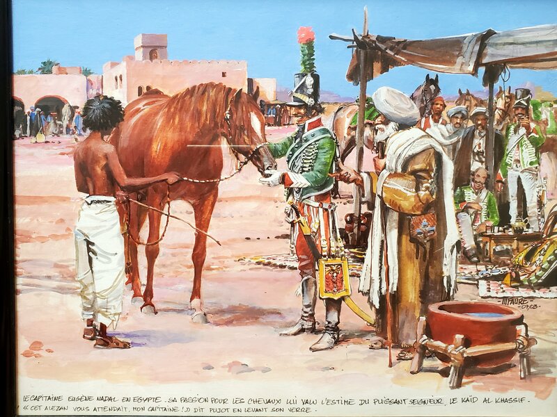 Michel Faure, LE CAPITAINE EUGENE NADAL EN EGYPTE  illustration originale - Original Illustration