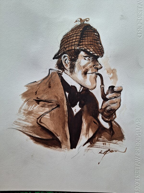 Sherlock Holmes par René Follet - Illustration originale