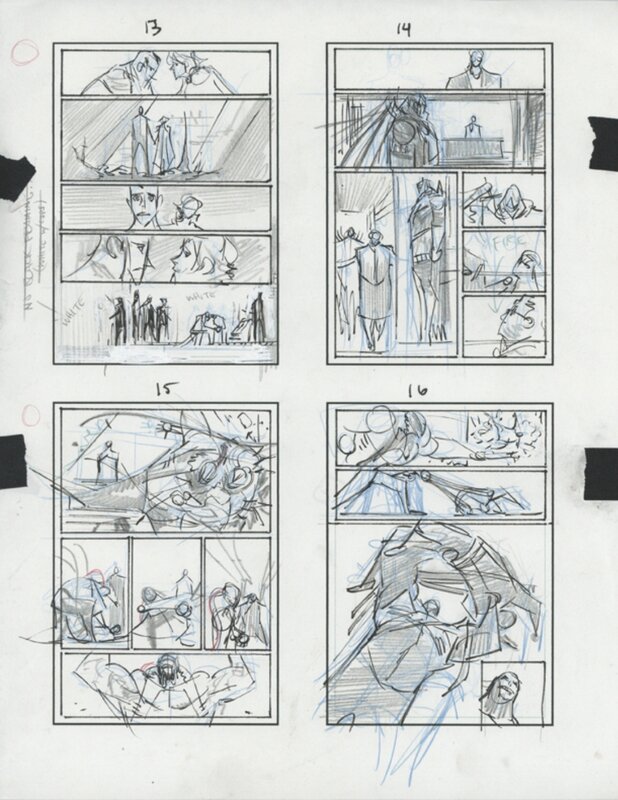 Murphy Sean, Batman: Curse of the White Knight, storyboard issue 5, page 13 à 16 - Original art