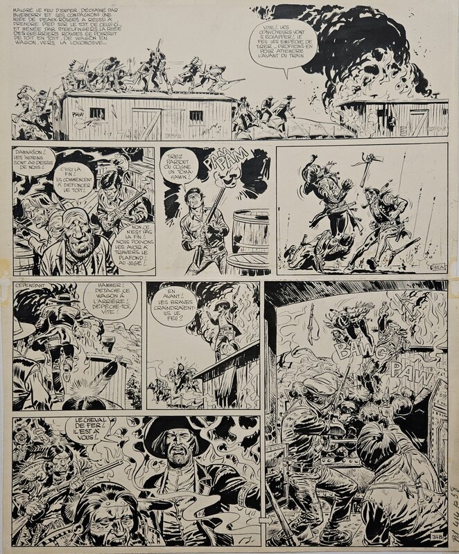 Jean Giraud, Jean-Michel Charlier, 1967 - Blueberry : L'homme au poing d'acier - Planche originale