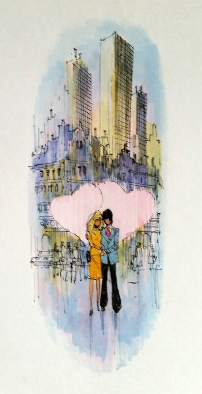 Deux amoureux. par Jean Sidobre - Illustration originale