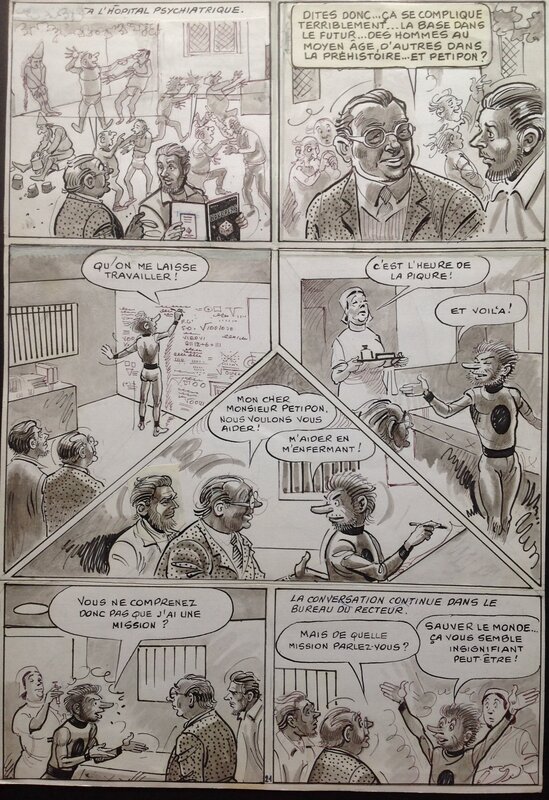 For sale - Pellos Planche Originale 21 retour Hôpital Spychiatrique avec Petipon ( Suite de Futuropolis ) , BD Éo 1982 Album Mars Aps - Comic Strip