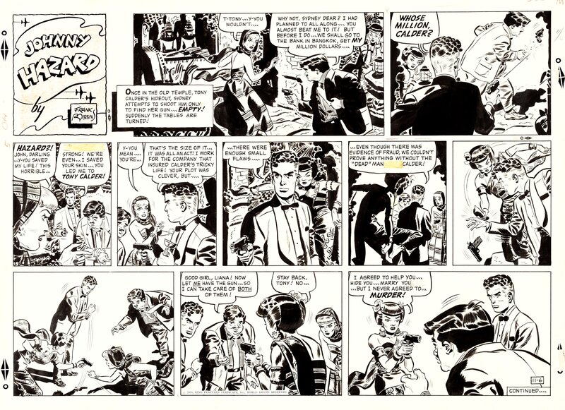 Frank Robbins, Johnny Hazard Sunday comic strip .1955 . - Planche originale