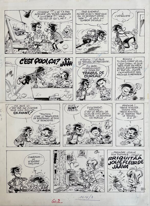 Gaston Lagaffe-Gag 555 par Franquin - Planche originale