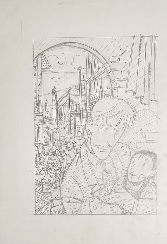 En vente - André Taymans, Sam Griffith #1 Sortie des Artistes - couverture crayonné (alternative) - Illustration originale