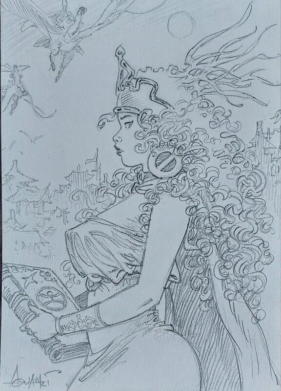 Mohamed Aouamri, Mara et son grimoire - Illustration originale