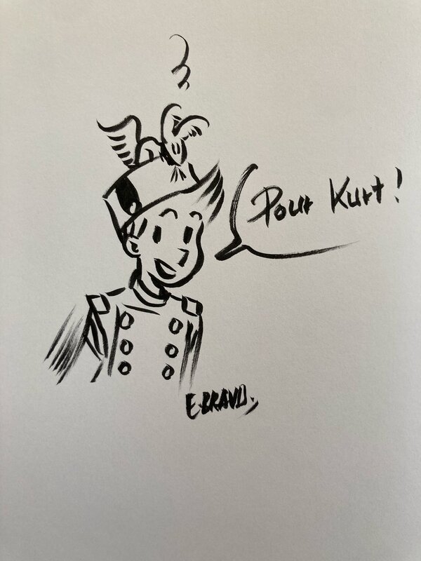 Spirou- dedicace par Émile Bravo - Planche originale