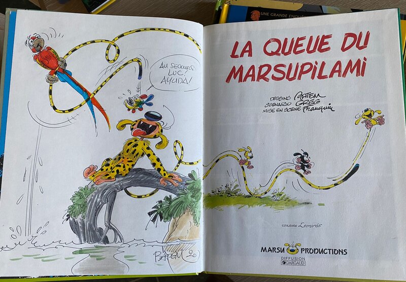 Batem, André Franquin, Batem - dédicace couleurs du Marsupilami - Dédicace