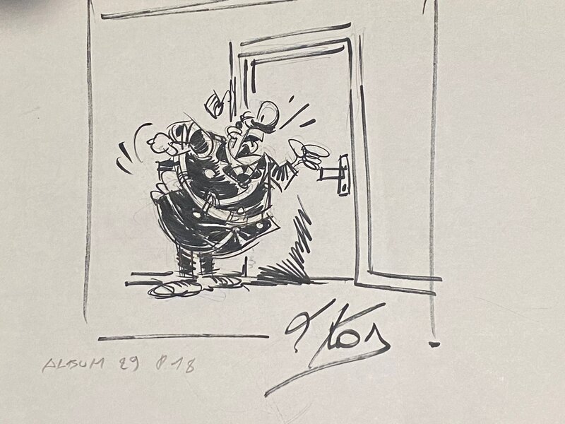 Daniël Kox, illustration originale, Agent 212, croquis préparatoire pour une case du tome 28. - Œuvre originale