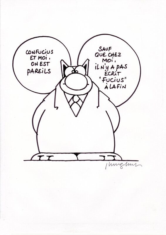 Philippe Geluck, UN GAG DE LE CHAT_CONFUCIUS ET MOI - Original Illustration