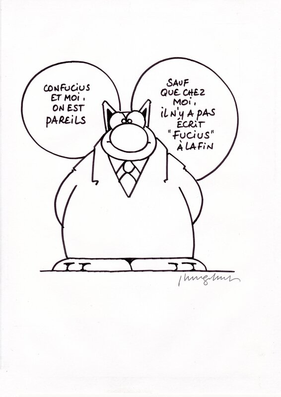 Philippe Geluck, UN GAG DE LE CHAT_CONFUCIUS ET MOI - Illustration originale