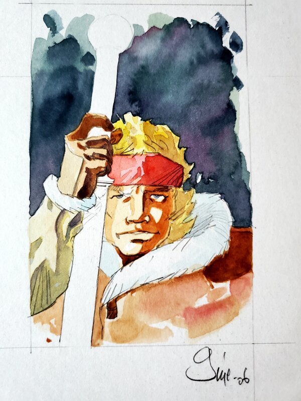 Gine, NEIGE  dessin original couleur - Illustration originale