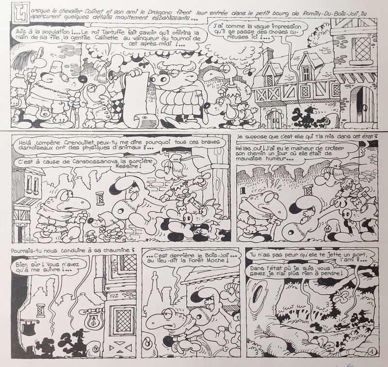Poirier, Colinet et Dragono, planche n°1, Pif Gadget#484, 1978. - Planche originale