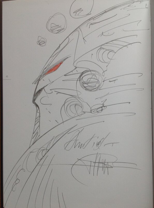 En vente - Druillet Metal Esquisses Tête Hurlante, Dessin original dédicace crayon TT TL Bd eo cartonnée album Zanpano 2009 N°/Signé 350 ex - Dédicace